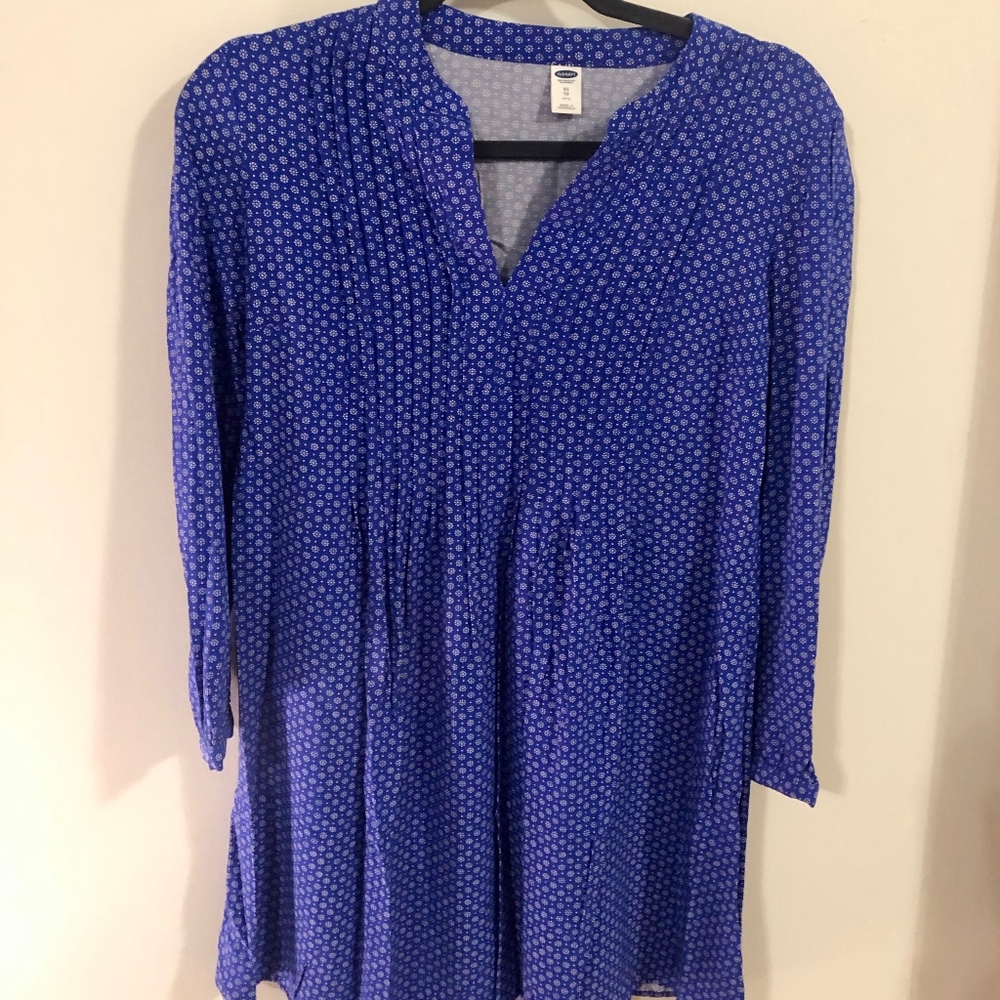 Long Sleeve Pintuck Dot Pattern Dress